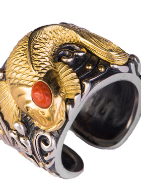 仓吉手工戒指s925银时尚个性锦鲤