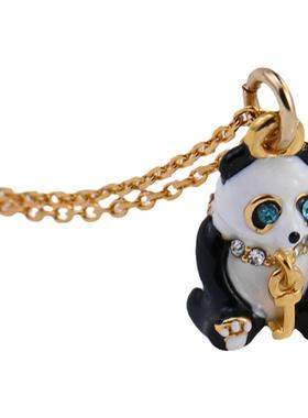 特价潮品可爱熊猫企鹅项链珐琅釉彩趣味小众镶钻小动物个性轻奢
