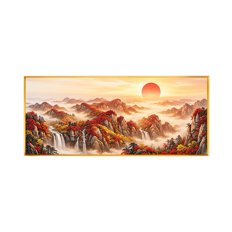 高山流水山水风景十字绣满绣2026新款鸿运当头全绣流水生财手工绣