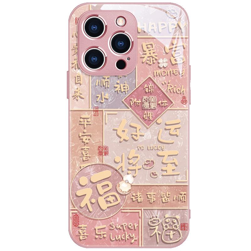 福气熊猫适用苹果15promax手机壳新款16卡通17pro创意iPhone14高级感13pm全包防摔12好运11后壳m
