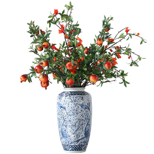 人丁兴旺红石榴果红石榴花 客厅仿真花仿真植物果实树枝清汤卧果