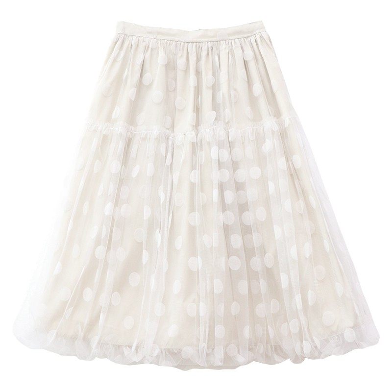 鹿与飞鸟[Sea Cabin]“奶油雪顶”氛围感波点网纱蓬蓬半身裙6569