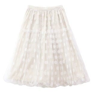 鹿与飞鸟[Sea Cabin]“奶油雪顶”氛围感波点网纱蓬蓬半身裙6569