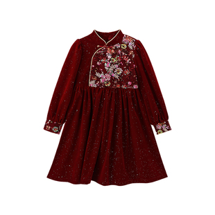 布丁哈鲁冬装女童童装洋气上衣2026秋冬新款儿童国风保暖拜年服