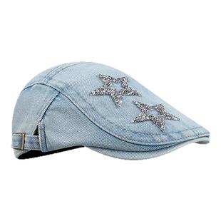 法国Montaigne/蒙田复古星星前进贝雷帽子百搭画家新款牛仔鸭舌帽