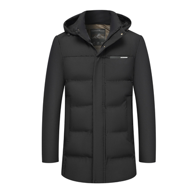 皮尔卡丹加厚冬款中长款棉衣连帽