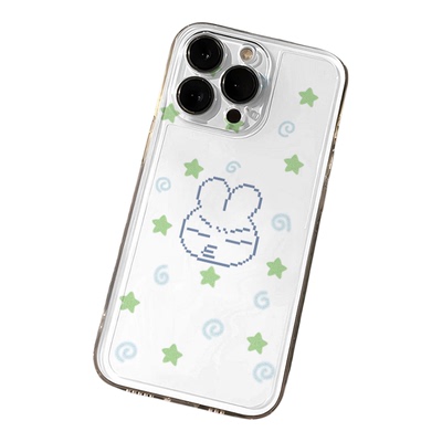 适用iPhone12苹果15创意适用OPPORENO16透明13ProMax小众软像素风闭眼撇嘴兔适用小米17TPRO手机壳14PLUS卡通