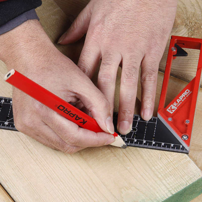 KAPRO宽座直角尺45度90度木工尺标注钢尺划线角度尺洞洞尺不锈钢