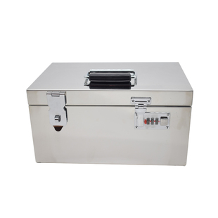 不锈钢收纳箱家用密码储物箱带锁存钱罐文件凭证整理箱收银钱箱子