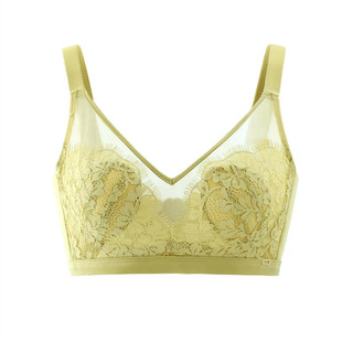 古蒂花文胸夏季薄款免耳朵内衣防凸点透明水晶仙女杯2675无痕聚拢