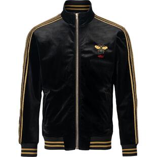 HELLEN&WOODY秋冬新款奢侈品丝绒夹克小蜜蜂刺绣修身金丝男士外套