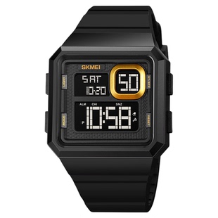 Skmei经典方形运动电子表男女户外防水学生手表多组闹钟倒计时潮