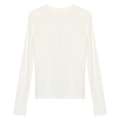 因由 2026早春新款极简轻奢结构拼接打底亚麻针织打底长袖T恤女