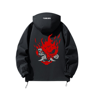 赛博朋克2077游戏周边黑色外套男款强尼银手武侍乐队连帽夹克衣服