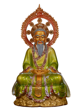 黄铜彩绘三清祖师坐像摆件