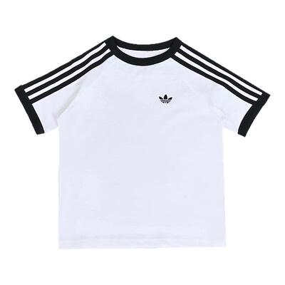 Adidas阿迪达斯新款儿童装男小童三叶草短袖白色百搭T恤KC9507