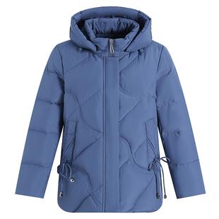 雅鹿羽绒服女短款妈妈装2025冬新款中老年加厚白鸭绒宽松连帽外套