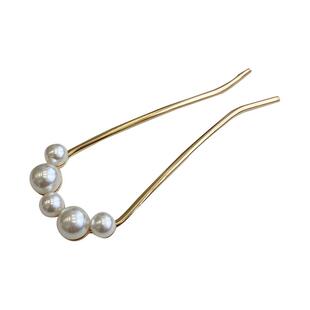 盘发器金属珍珠发簪发插发夹百搭盘发工具头饰女发卡插梳编发神器