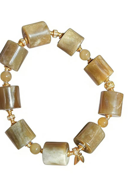 天然焦糖色和田玉牛扎糖手串