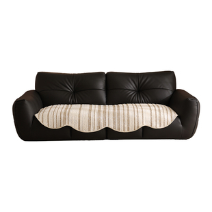 沙发垫条纹法式奶油风四季通用坐垫防猫抓防滑沙发盖布巾无颗粒