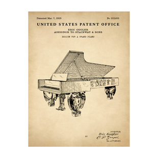 钢琴设计图稿喷绘印制纯棉油画布画芯9款书房客厅卧室现代装饰画