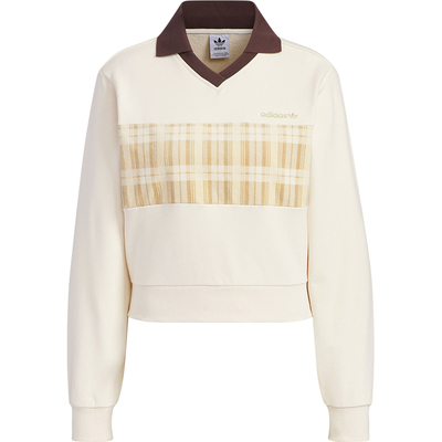 Adidas/阿迪达斯官方正品三叶草女士保暖翻领短款针织卫衣JC6852