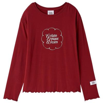 gelato pique25秋冬新品女睡衣木耳边字母长袖T恤居家PWCT255307