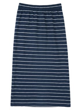 嗒囜夏季女童藏青条纹半身长裙