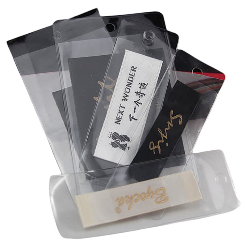 PVC领标袋服装吊牌袋平口透明商标签袋现货定制卡套袋唛头备扣袋