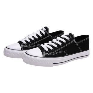 休闲女鞋百搭帆布胶鞋包头外传拖鞋女平底大码简约低帮黑色工作潮