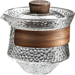 不烫手功夫三才盖碗茶杯高档茶具盖子玻璃耐高温手工小泡茶碗单卖