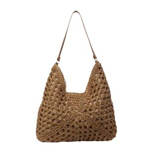 手工编织包包女款2026新款沙滩度假单肩包大容量托特包流行草编包