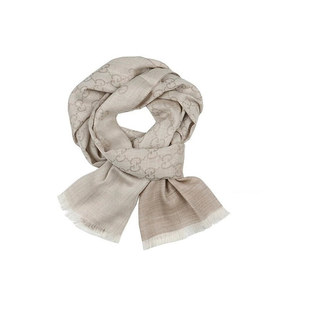 香港直邮Gucci古驰羊毛真丝围巾春秋薄款披肩丝巾简约男女同款