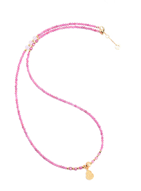 原创天然粉碧玺三圈手链银女项链