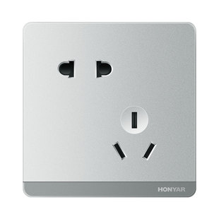 鸿雁开关插座面板86型五孔插座带开关电源插座16a家用墙式暗装Q银