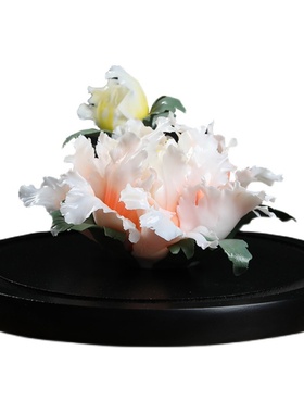 东方泥土陶瓷牡丹花摆件