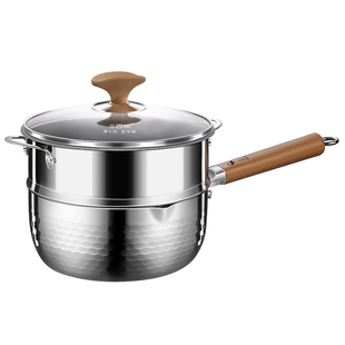 三四钢316L雪平锅无涂层加厚不锈钢奶锅煮面小锅辅食蒸煮泡面汤锅