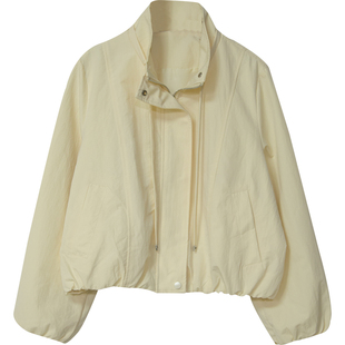 时尚立领短外套女2026春季新款宽松薄款百搭休闲夹克上衣潮70066