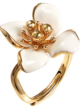 【女神礼物】RC Retro Chic意大利复古时尚首饰 白色四瓣花戒指