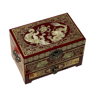 复古首饰盒螺钿镶嵌木质妆奁盒非遗平遥古城推光漆器陪嫁结婚送礼