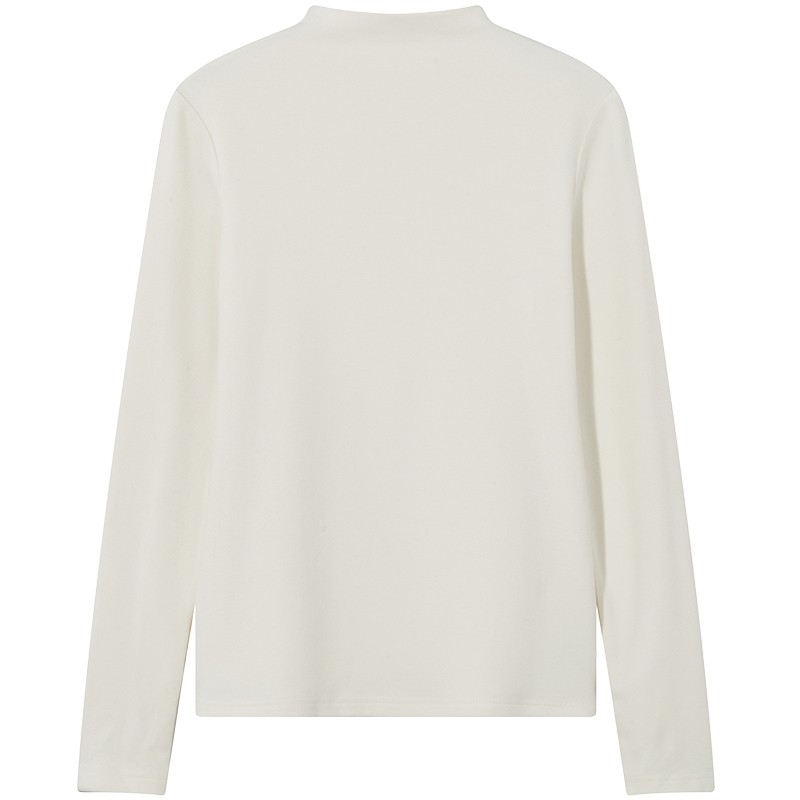 热风女士打底衫内搭上衣2025年冬季新款绒感舒适长T半高领打底