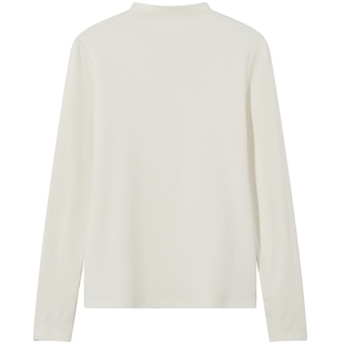 热风女士打底衫内搭上衣2025年冬季新款绒感舒适长T半高领打底