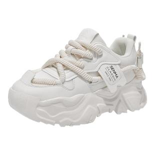 森马老爹鞋男款2026新款春季厚底增高网面运动时尚潮流设计小白鞋