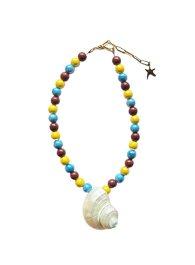 FHP 度假时髦感彩色系天然海螺贝壳串珠项链 ins博主同款锁骨链女