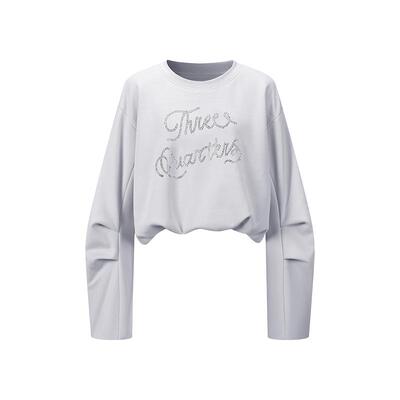 Three Quarters 女士粉色百搭捏褶短款卫衣银泰百货精品 301355