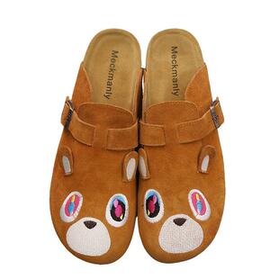 Meckmanly侃爷辍学熊软木拖鞋包头休闲潮流半拖懒人套脚勃肯鞋