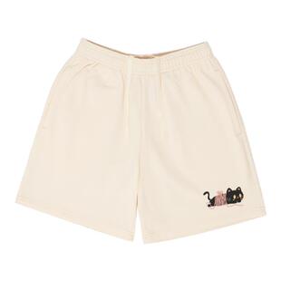 Guozii浅杏色夏季运动短裤女可爱风印花休闲设计感五分裤子薄款潮