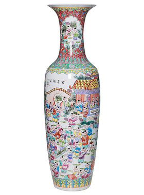 景德镇百子图陶瓷落地手绘粉彩