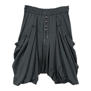 DoublePunch原创春夏卫衣面料海盗宽松大口袋哈伦灯笼五分裙裤