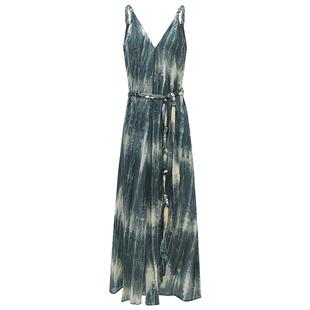 COCOBELLA手工扎染压褶吊带裙春夏度假风连衣裙附串珠腰带FR7055